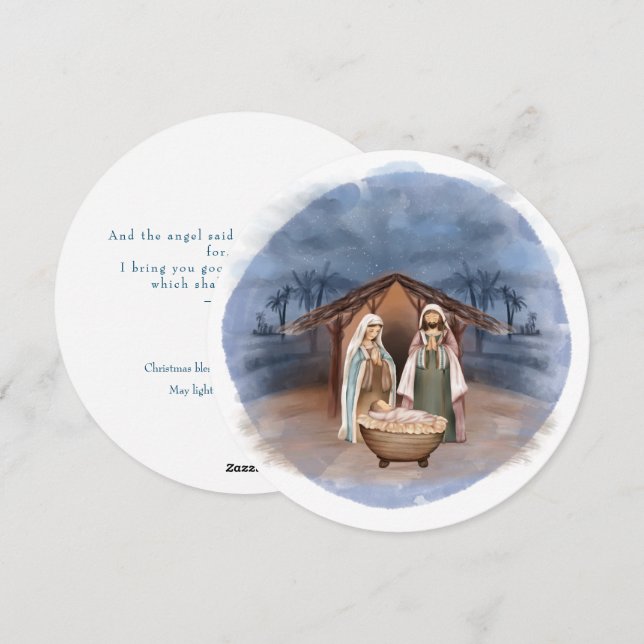 Cartes Pour Fêtes Annuelles Scène et écriture religieuse de la Nativité de Noë (Devant / Derrière)