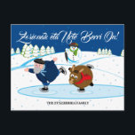 Cartes Pour Fêtes Annuelles Scène faite sur commande de Noël, patinage de<br><div class="desc">Scène faite sur commande de Noël, patinage de glace d'Olentzero, avec son âne. Le texte indique le "eta de Zorionak Urte Berri sur" : "Joyeux Noël et une bonne année" dans le basque. Cliquez sur la "personnaliser il" bouton pour ajouter votre propres message et nom de famille, et créez votre...</div>