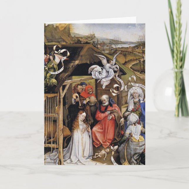 Cartes Pour Fêtes Annuelles Scène flamande de nativité de la Renaissance (Devant)