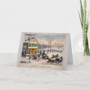 Cartes Pour Fêtes Annuelles Scène hivernale américaine