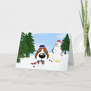 Cartes Pour Fêtes Annuelles Scène hivernale beagle
