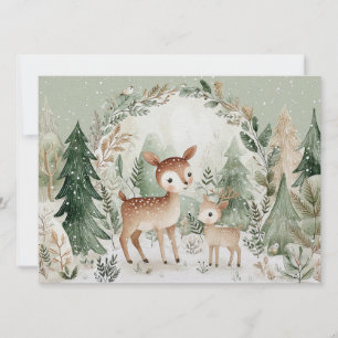 Cartes Pour Fêtes Annuelles Scène hivernale charmante avec cerf Joyeux Noël