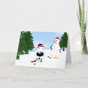 Cartes Pour Fêtes Annuelles Scène hivernale de Bull Terrier