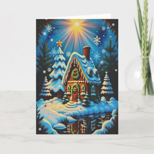 Cartes Pour Fêtes Annuelles Scène hivernale de pain d'épices enchantée
