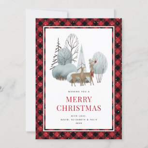 Cartes Pour Fêtes Annuelles Scène hivernale de rennes Joyeux Noël rouge