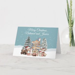 Cartes Pour Fêtes Annuelles Scène mignonne d'animaux de la forêt