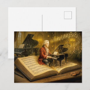 Cartes Pour Fêtes Annuelles Scène musicale de Mozart issue d'un livre classiqu