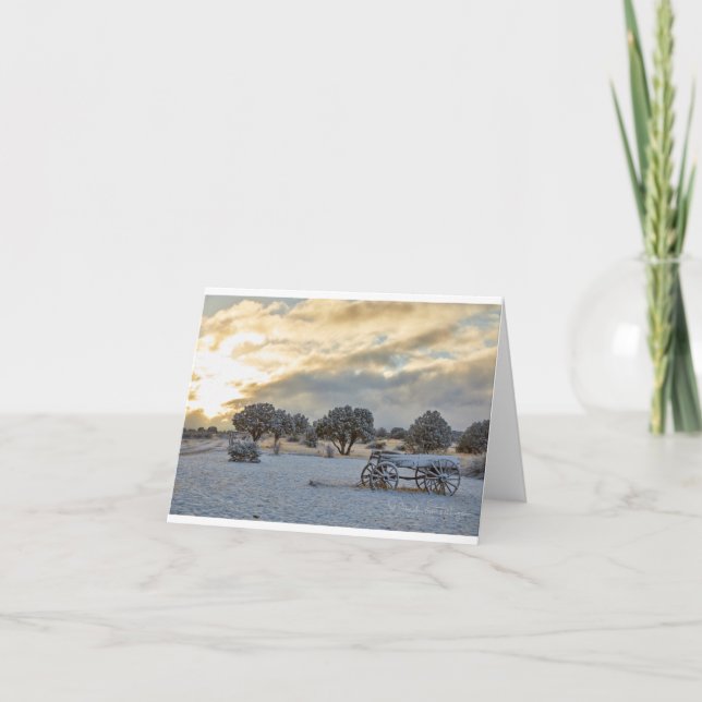Cartes Pour Fêtes Annuelles Scène Sunrise Snowy Cart (Devant)
