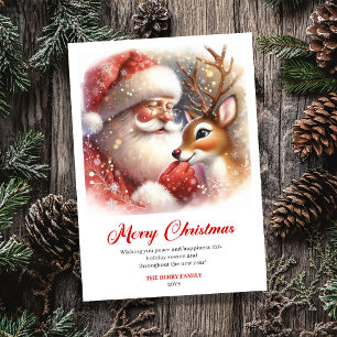Cartes Pour Fêtes Annuelles Scène traditionnelle de Noël avec Rudolph pour les