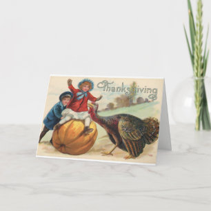 Cartes Pour Fêtes Annuelles Scène vintage de Thanksgiving.