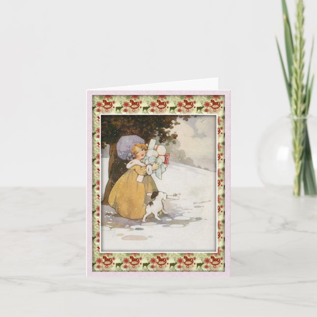 Cartes Pour Fêtes Annuelles Scène vintage de vacances (Devant)