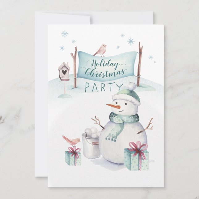 Cartes Pour Fêtes Annuelles Scène Whimsical Snowman Fête de Noël (Devant)