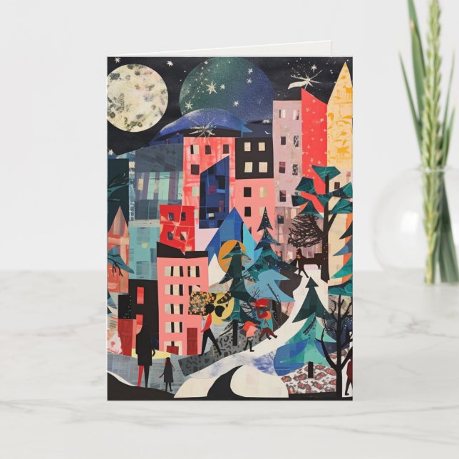 Cartes Pour Fêtes Annuelles Scènes de sapins de Noël uniques (Devant)