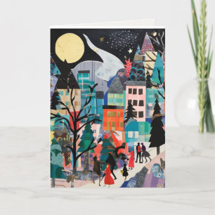 Cartes Pour Fêtes Annuelles Scènes d'hiver des fêtes artistiques