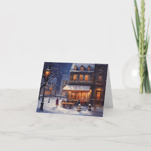 Cartes Pour Fêtes Annuelles Scènes d'hiver douillettes et Sips chauds