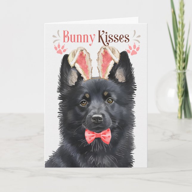 Cartes Pour Fêtes Annuelles Schipperke Dog Bunny Oreilles pour Pâques (Devant)