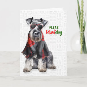 Cartes Pour Fêtes Annuelles Schnauzer Chien Drôle Puces Navidog Noël