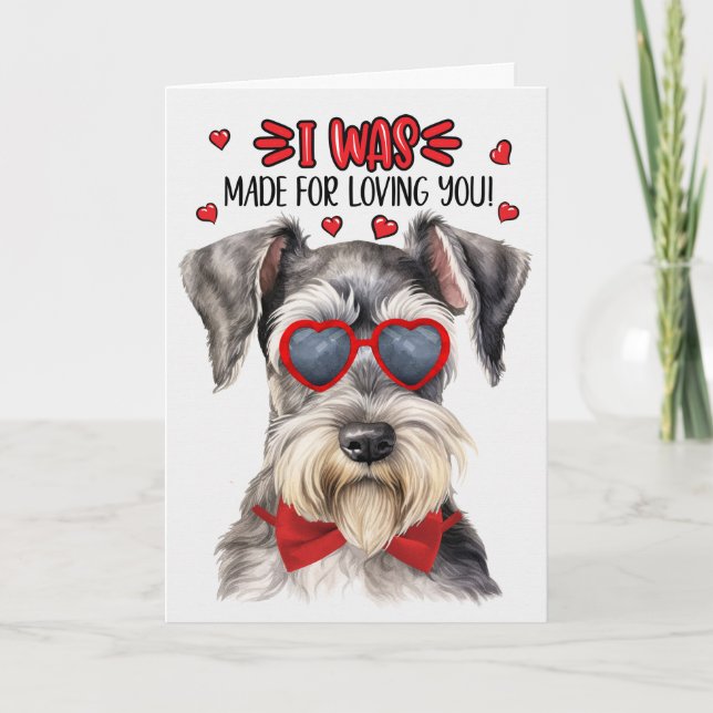 Cartes Pour Fêtes Annuelles Schnauzer Chien fait pour vous aimer Valentine (Devant)