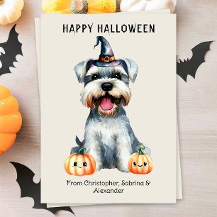 Cartes Pour Fêtes Annuelles Schnauzer Chien Halloween heureux