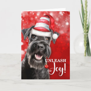 Cartes Pour Fêtes Annuelles Schnauzer Dog Unleash Joy Christmas