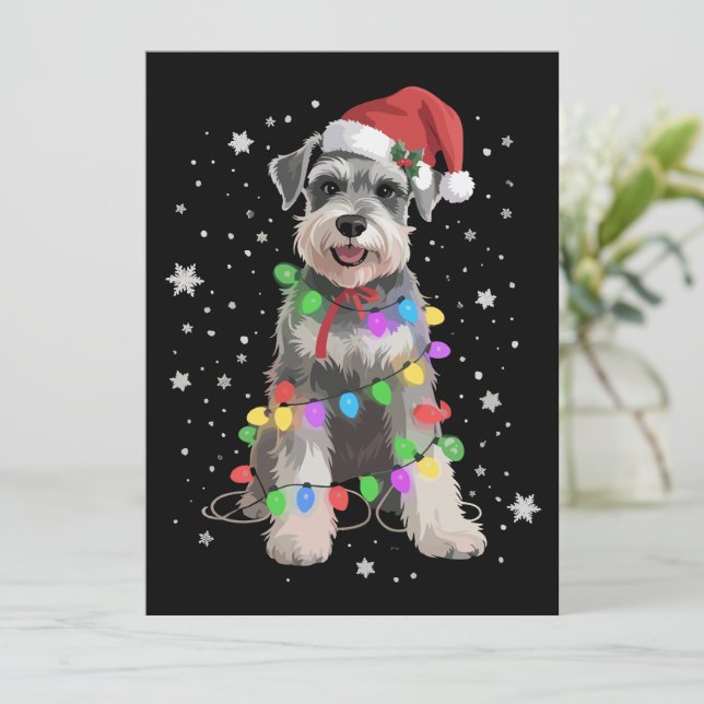 Cartes Pour Fêtes Annuelles Schnauzer Dogs Tree Christmas Xmas Pet Animal Dog  (Debout devant)
