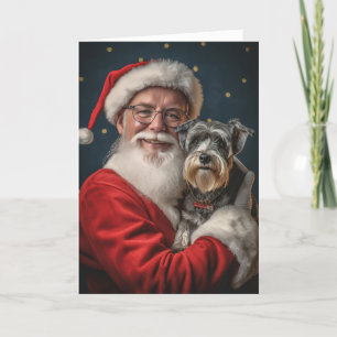 Cartes Pour Fêtes Annuelles Schnauzer et Père Noël