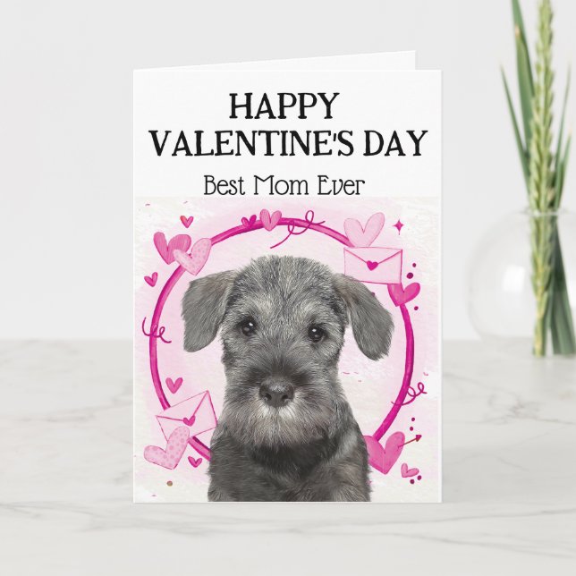 Cartes Pour Fêtes Annuelles Schnauzer Meilleure Maman Jour de la Saint-Valenti (Devant)