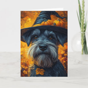 Cartes Pour Fêtes Annuelles Schnauzer Sorcière Halloween