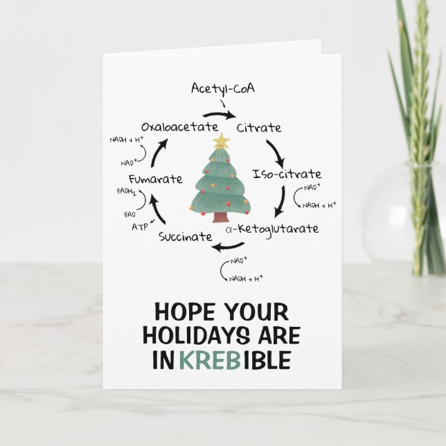 Cartes Pour Fêtes Annuelles Science Biologie Cycle Kreb's Cycle de Noël Enseig (Devant)