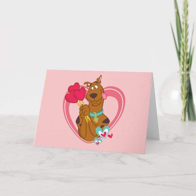 Cartes Pour Fêtes Annuelles Scooby-Doo Holding Heart Lolipops (Devant)