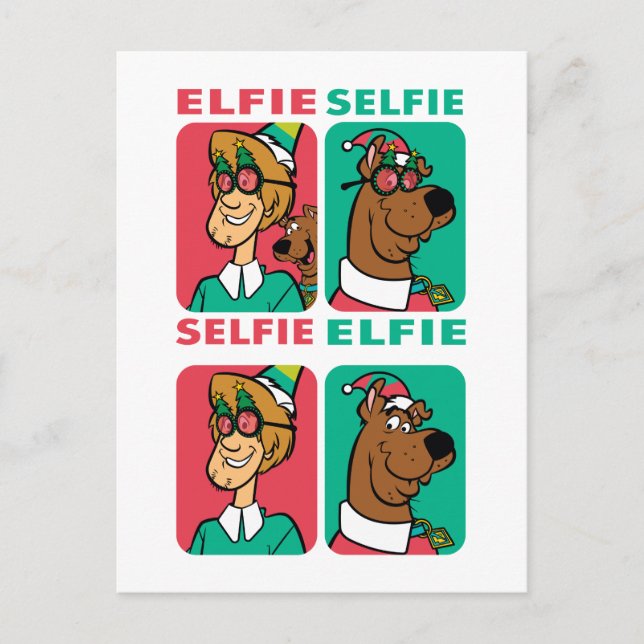 Cartes Pour Fêtes Annuelles Scooby-Doo & Shaggy "Elfie Selfie" (Devant)