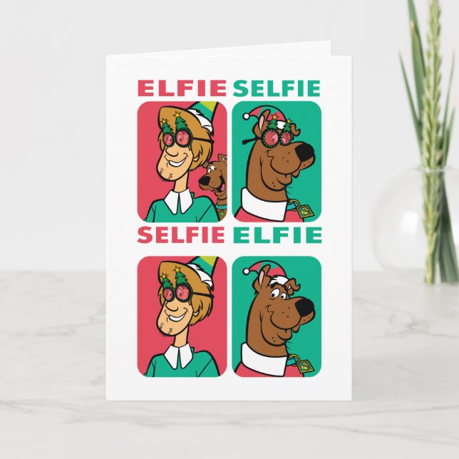 Cartes Pour Fêtes Annuelles Scooby-Doo & Shaggy "Elfie Selfie" (Devant)