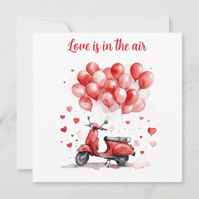 Cartes Pour Fêtes Annuelles Scooter rouge romantique Saint-Valentin Italie (Devant)