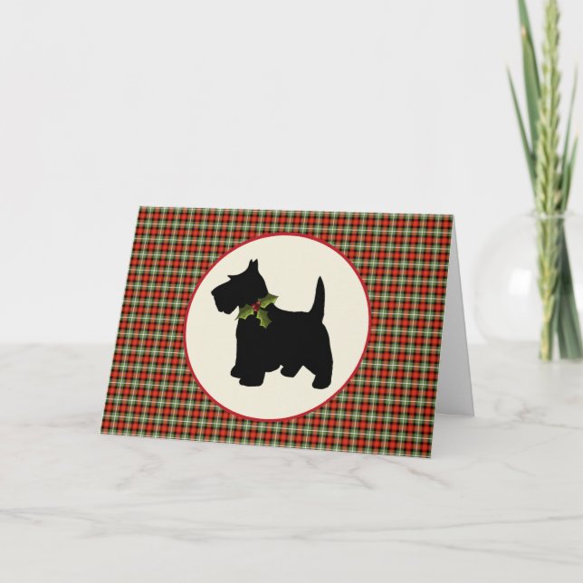 Cartes Pour Fêtes Annuelles Scottie Chien Scotch Plaid Christmas (Devant)