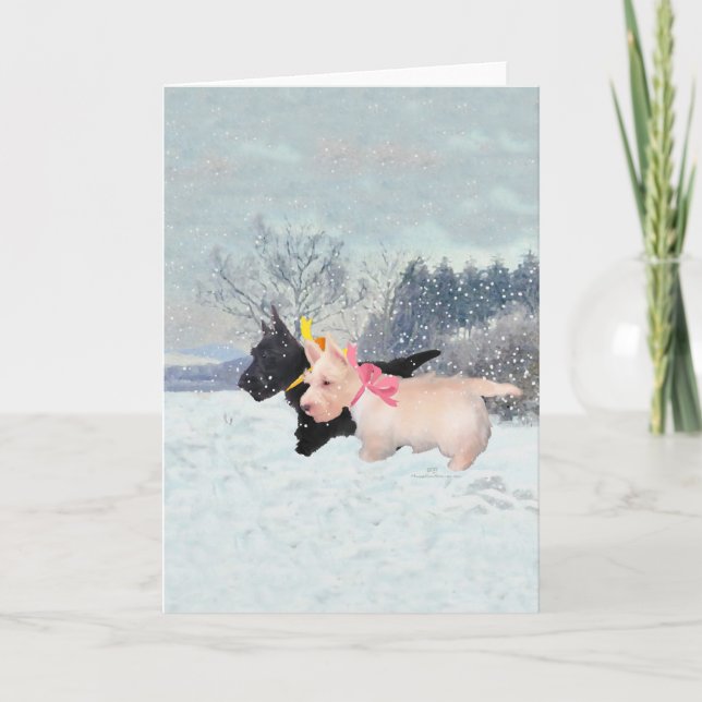 Cartes Pour Fêtes Annuelles Scottie chiots (Devant)