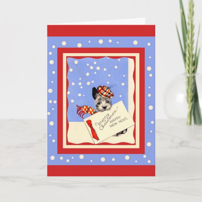 Cartes Pour Fêtes Annuelles Scottie Dog Merry Christmas Happy New year card (Devant)