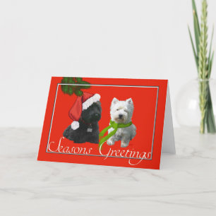 Cartes Pour Fêtes Annuelles Scottie et Westie Vœux de saison
