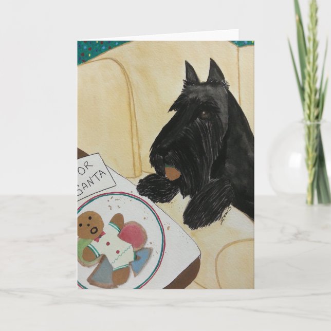 Cartes Pour Fêtes Annuelles Scottie Père Noël de attente affamé (Devant)