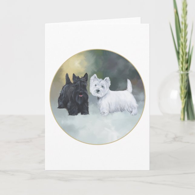 Cartes Pour Fêtes Annuelles Scottie Westie Hiver (Devant)