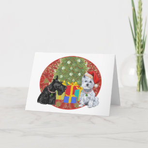 Cartes Pour Fêtes Annuelles Scottie & Westie Noël