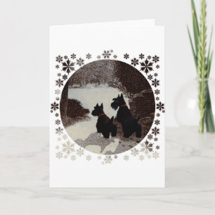 Cartes Pour Fêtes Annuelles Scotties par une nuit hivernale surréaliste