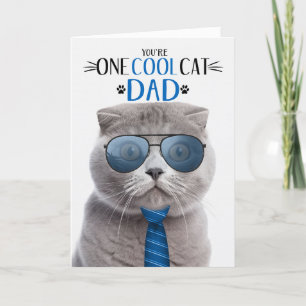 Cartes Pour Fêtes Annuelles Scottish Fold Grey Chat Fête des pères Un Cool Cha