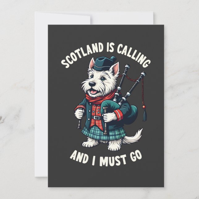 Cartes Pour Fêtes Annuelles Scottish Terrier Dog Scotland appelle et je dois (Devant)