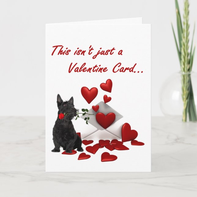 Cartes Pour Fêtes Annuelles Scottish Terrier Rose et Hearts Valentine (Devant)
