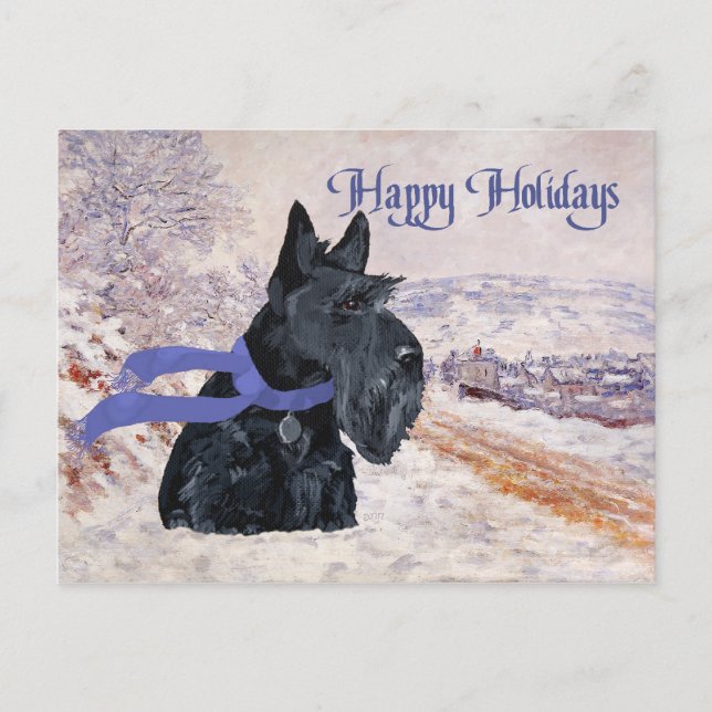 Cartes Pour Fêtes Annuelles Scottish Terrier Winter Holiday (Devant)