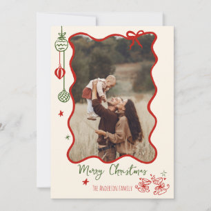 Cartes Pour Fêtes Annuelles Scribble à main Retro Photo de Noël