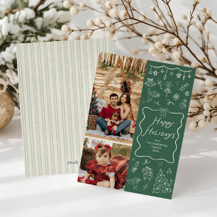 Cartes Pour Fêtes Annuelles Scribble main tiré vert Joyeux jours fériés 2 Phot