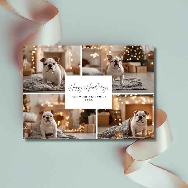 Cartes Pour Fêtes Annuelles Script 4 Photo Collage Happy Howlidays Photo Chien (Créateur téléchargé)