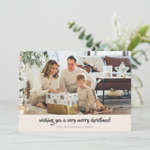 Cartes Pour Fêtes Annuelles Script Black Ivory Noël 1 Photo Horizontal