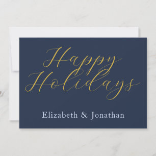 Cartes Pour Fêtes Annuelles Script bleu opulent
